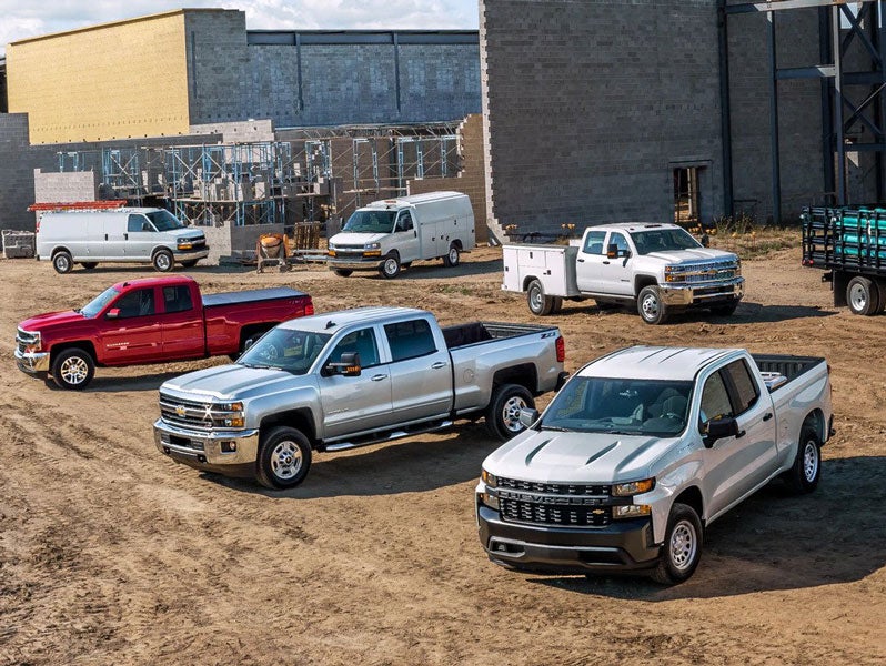 Chevrolet Fleet Vehicles at a worksite